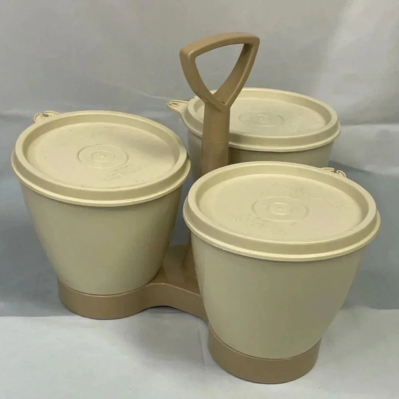 Tupperware Other - Vintage Tupperware Almond Two Toned Condiments Carrier